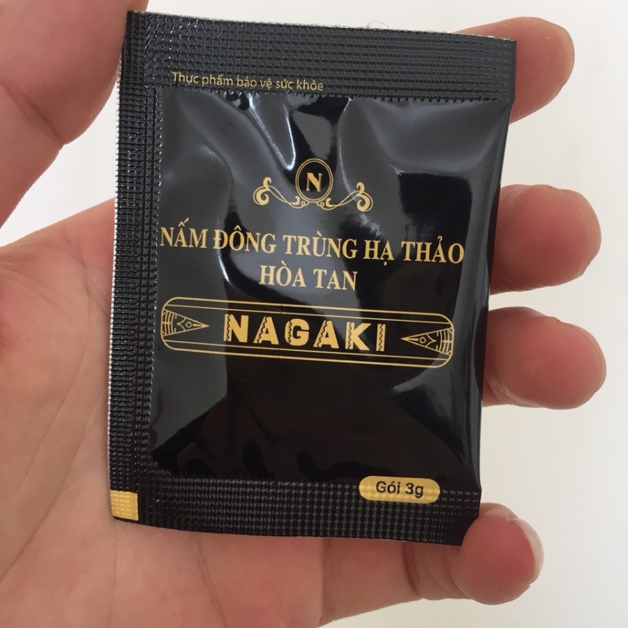 Mặt trước gói Nagaki 3g, phía trên in dòng Thực phẩm bảo vệ sức khỏe