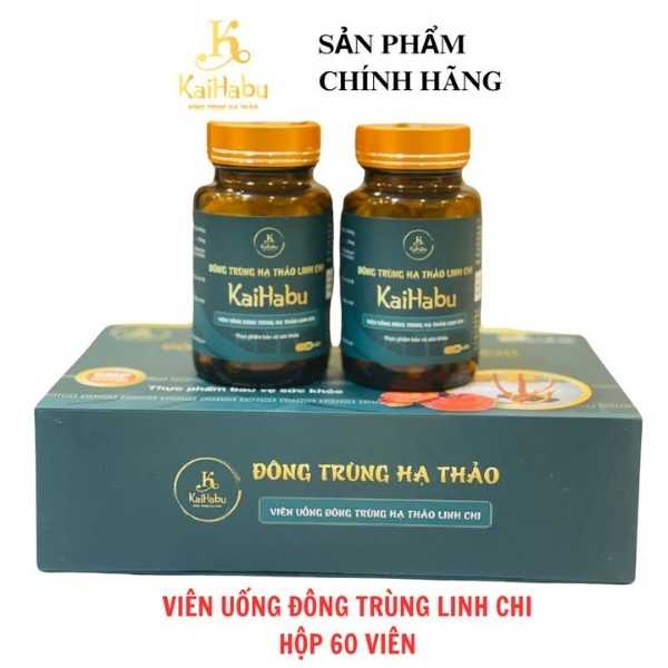 Viên uống đông trùng hạ thảo linh chi KaiHabu, hộp 2 lọ x 30 viên, tổng 60 viên, 620mg mỗi viên (sai số 7,5%)